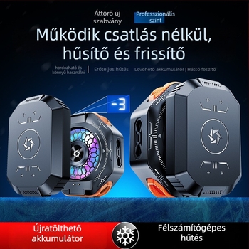 SL53 mobiltelefon hűtő hátlapi klipe – cserélhető akkumulátor, digitális kijelző, mágneses félvezető hűtés; súly 150 g, 10 W, ABS, Type-C interfész