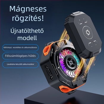 SL53 mobiltelefon hűtő hátlapi klipe – cserélhető akkumulátor, digitális kijelző, mágneses félvezető hűtés; súly 150 g, 10 W, ABS, Type-C interfész