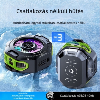 SL53 mobiltelefon hűtő hátlapi klipe – cserélhető akkumulátor, digitális kijelző, mágneses félvezető hűtés; súly 150 g, 10 W, ABS, Type-C interfész