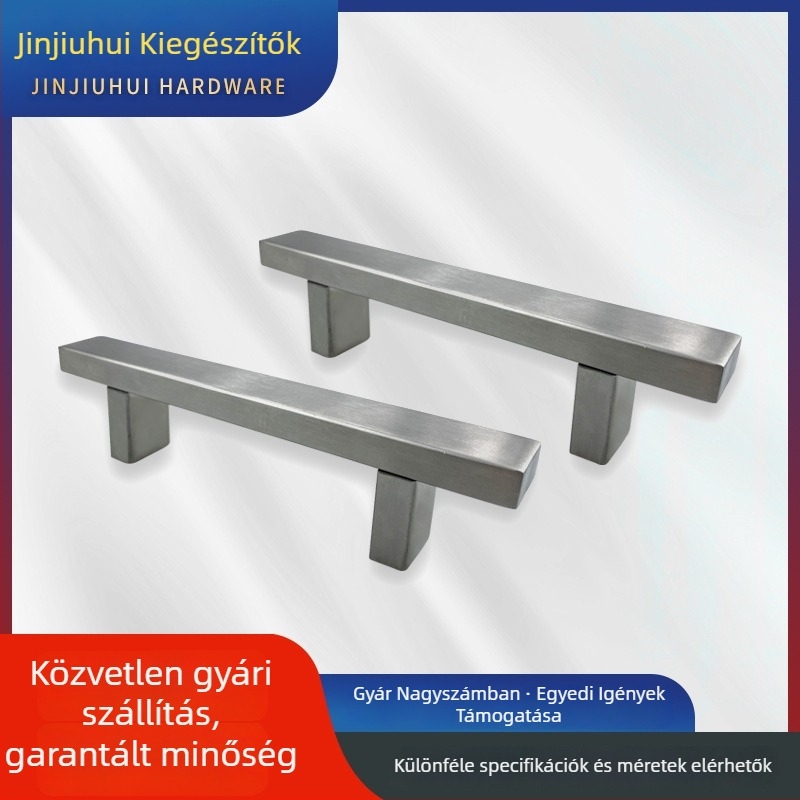 Rozsdamentes acél fogantyú ruhásszekrényhez/szekrényhez/fiókokhoz, felület drótdobozos textúrával, modern minimalista stílus