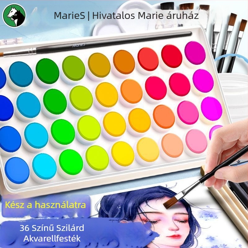 Iskolásoknak szóló akvarellkészlet — Marley/Marie's márka, anyag: akvarell, csomagolás: doboz, cél: akvarell festés.