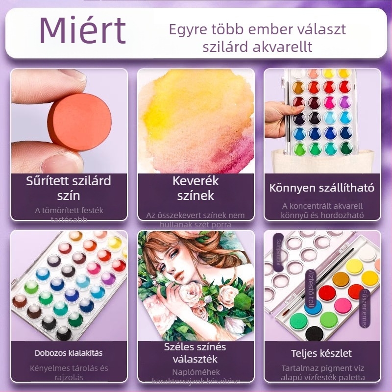 Iskolásoknak szóló akvarellkészlet — Marley/Marie's márka, anyag: akvarell, csomagolás: doboz, cél: akvarell festés.