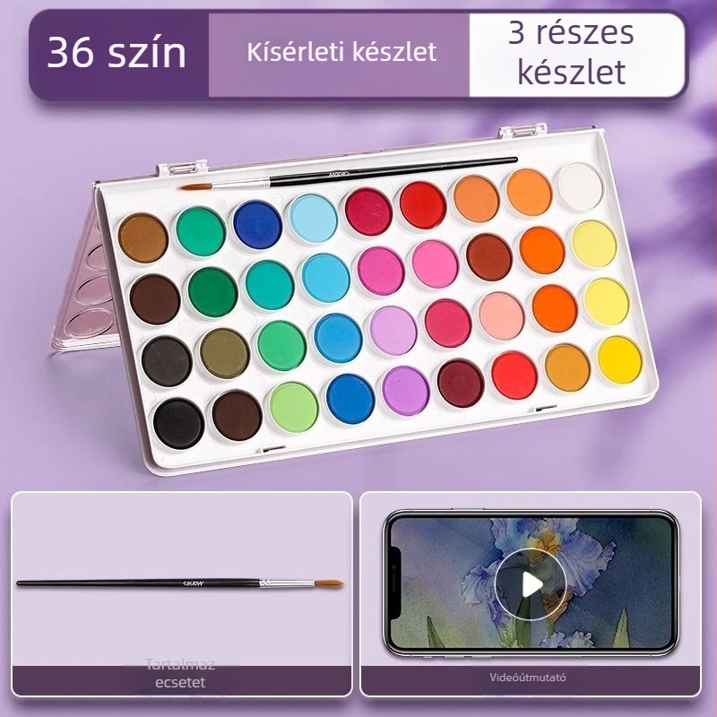 Iskolásoknak szóló akvarellkészlet — Marley/Marie's márka, anyag: akvarell, csomagolás: doboz, cél: akvarell festés.