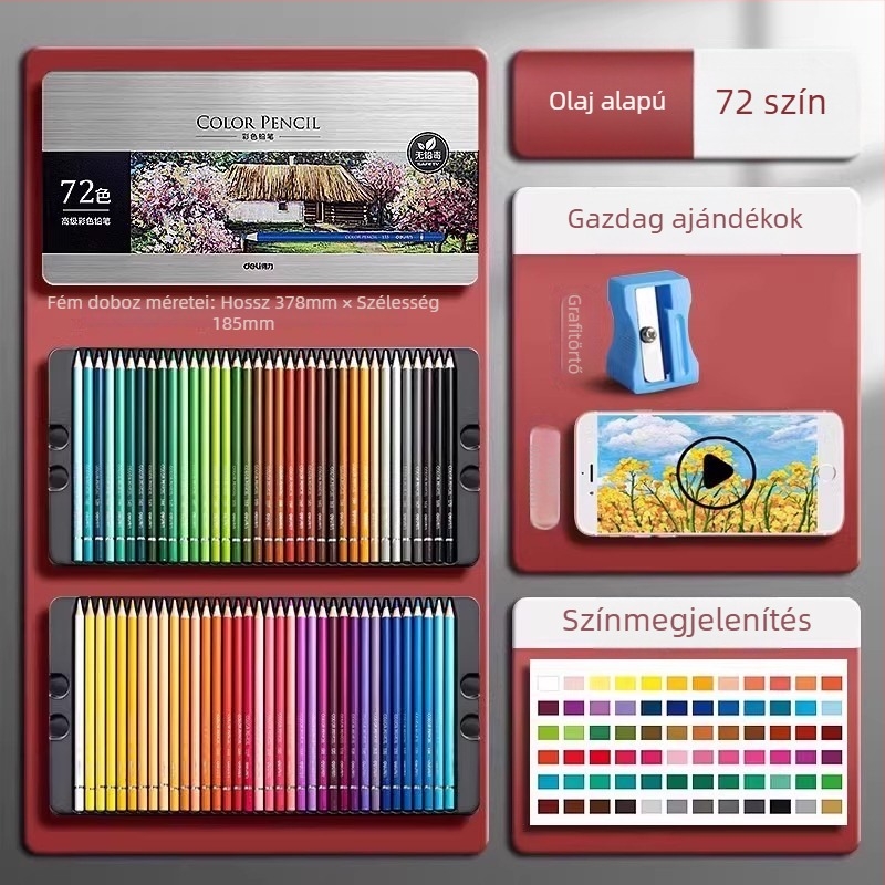 Deli vízben oldódó színes ceruzák fémdobozos készlet diákok számára
