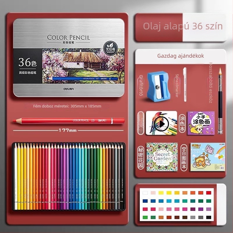 Deli vízben oldódó színes ceruzák fémdobozos készlet diákok számára