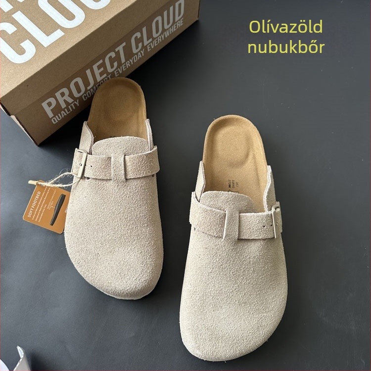 Férfi slip-on Birkenstock-stílusú cipő, felsőrész: tehén velúr, EVA talp, egy mozdulattal záródik, 2025-ös tavaszi megjelenés
