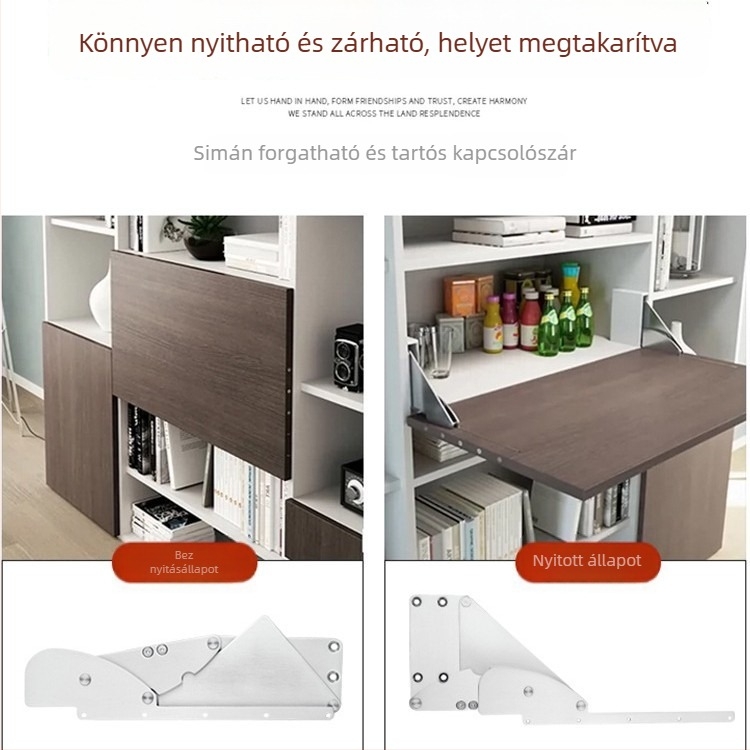 Masszív lehajtható zsanér hardver szekrényekhez és polcokhoz – rozsdamentes acélból, modell Kxfa1pr0a00, modern egyszerűség