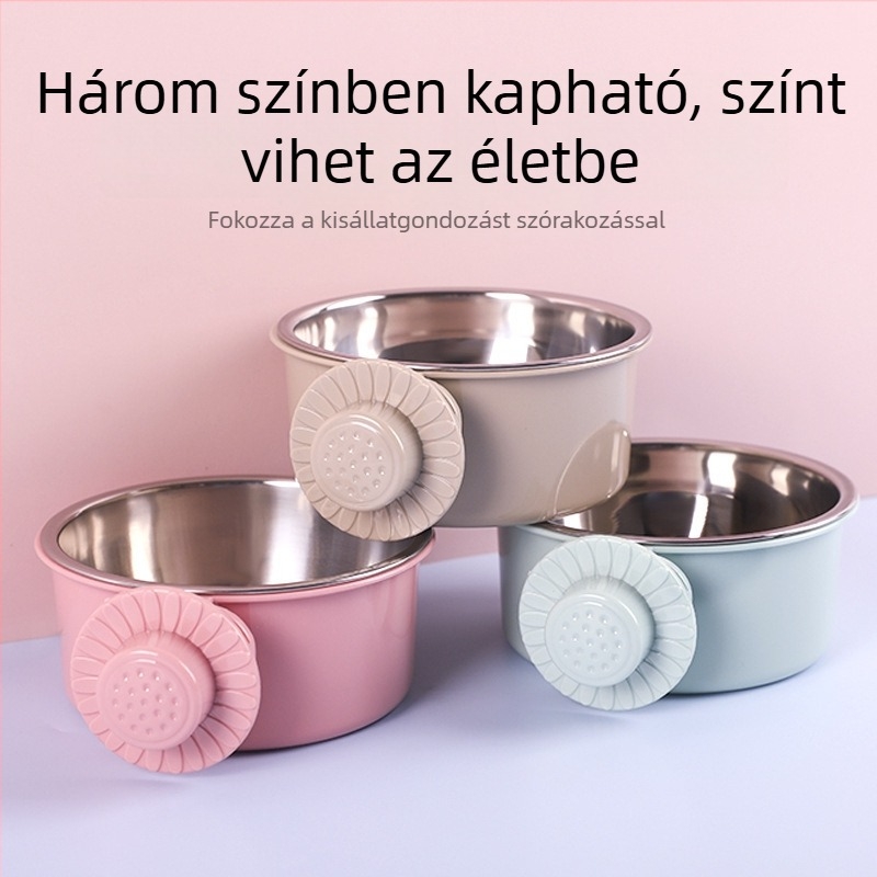 2–in–1 háziállat etető- és ivóedény, anti-tipp kialakítással, rögzíthető ketrechez és felakasztható
