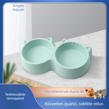 Műanyag dupla etetőtál háziállatok számára (macskák és kutyák)