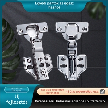 Kétfokozatú erő-hidraulikus szekrényajtó-pánt pozicionáló típussal — hidegen hengerelt acél, hidraulikus csillapítás, nikkelezett és rézzel bevont felület