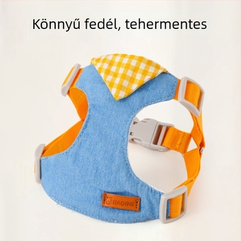 Kétfunkciós mellény-stílusú háziállat-vezető, kutyák és macskák számára, denim, külső használatra, anti-leválás