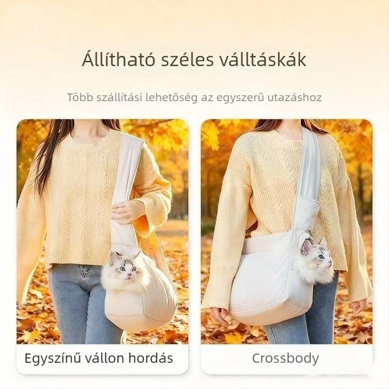 Állatbarát crossbody táska macskáknak és kutyáknak, meleg steppelt poliészter, geometriai mintázat, kapacitás 5000, teherbírás 5–7 kg