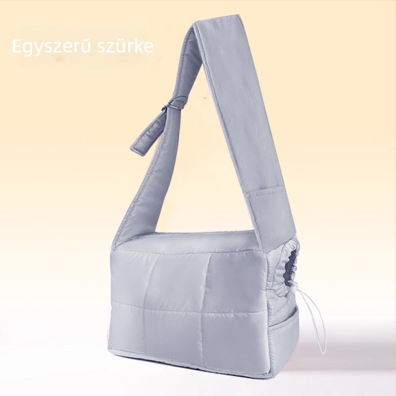 Állatbarát crossbody táska macskáknak és kutyáknak, meleg steppelt poliészter, geometriai mintázat, kapacitás 5000, teherbírás 5–7 kg