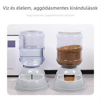 Macska vízadagoló és automata etető, műanyag, elektromos nélküli vízellátás