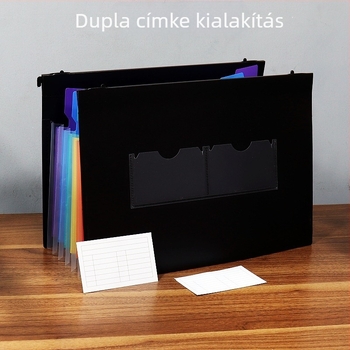 Műanyag A4-es függő mappa többoldalas dokumentumokhoz, logóval; lemez vastagsága 1,0 mm, hátsó szélesség 20 mm