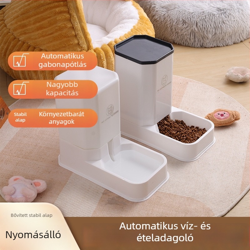 Intelligens Kisállat etető víz adagolóval macskáknak, nagy víztároló kapacitás, macska tál, étel- és gabonatároló – műanyag Bai En