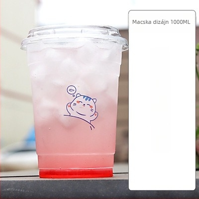 Eldobható PP pohár tej-tea italhoz, 1000 ml, U-forma, logónyomtatás, testreszabás elérhető
