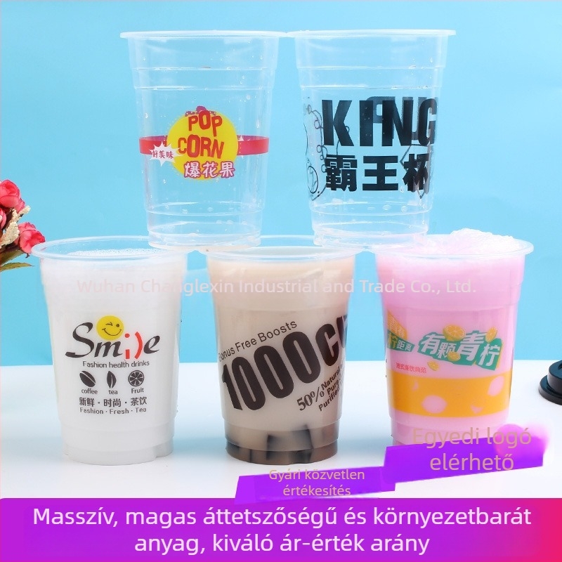 Eldobható PP pohár tej-tea italhoz, 1000 ml, U-forma, logónyomtatás, testreszabás elérhető