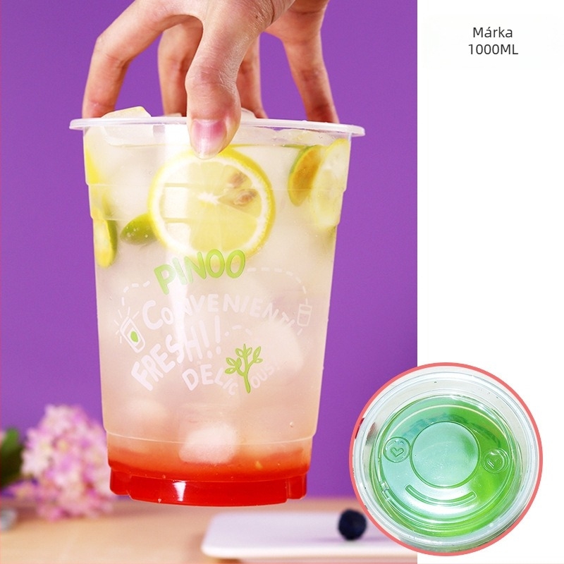 Eldobható PP pohár tej-tea italhoz, 1000 ml, U-forma, logónyomtatás, testreszabás elérhető