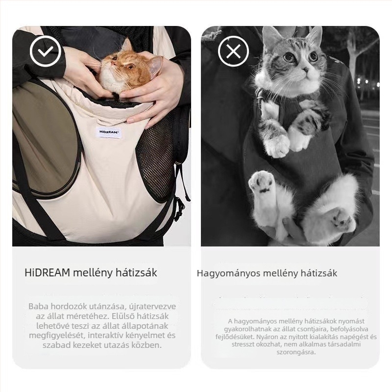 Hidream Macska hátizsák – lélegző előre hozzáférhető hordozó, nylon