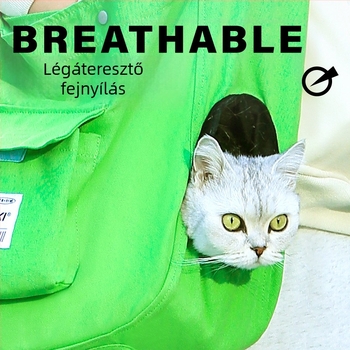Macska utazótáska vászonból, légáteresztő, keresztpántos, nagy kapacitás