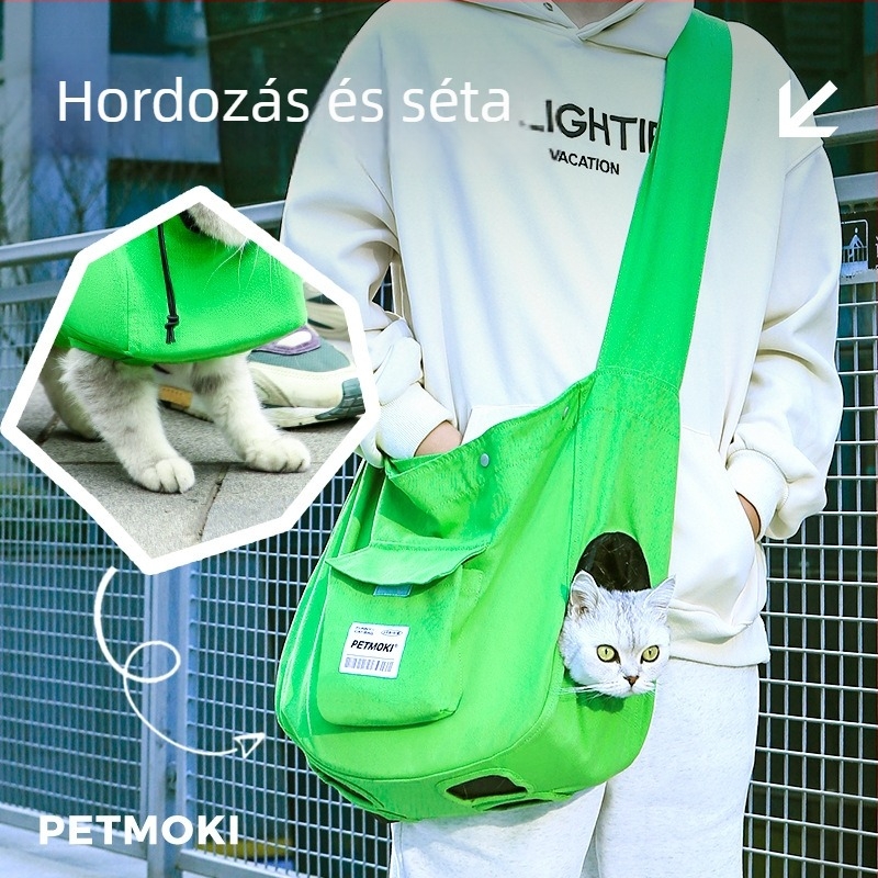 Macska utazótáska vászonból, légáteresztő, keresztpántos, nagy kapacitás