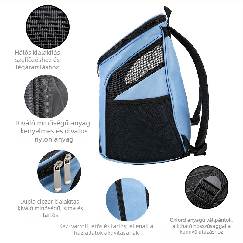 Kang Xuan poliészter kisállat vállon átvehető táska, összecsukható mellkas stílusú hátizsák, egyszínű minta, kapacitás 3,0–6,0 kg