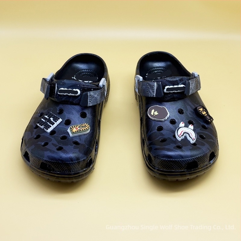 Kamuflázzal mintás unisex EVA szandál, csúszásmentes, vízálló, lélegző, Velcro-zárású