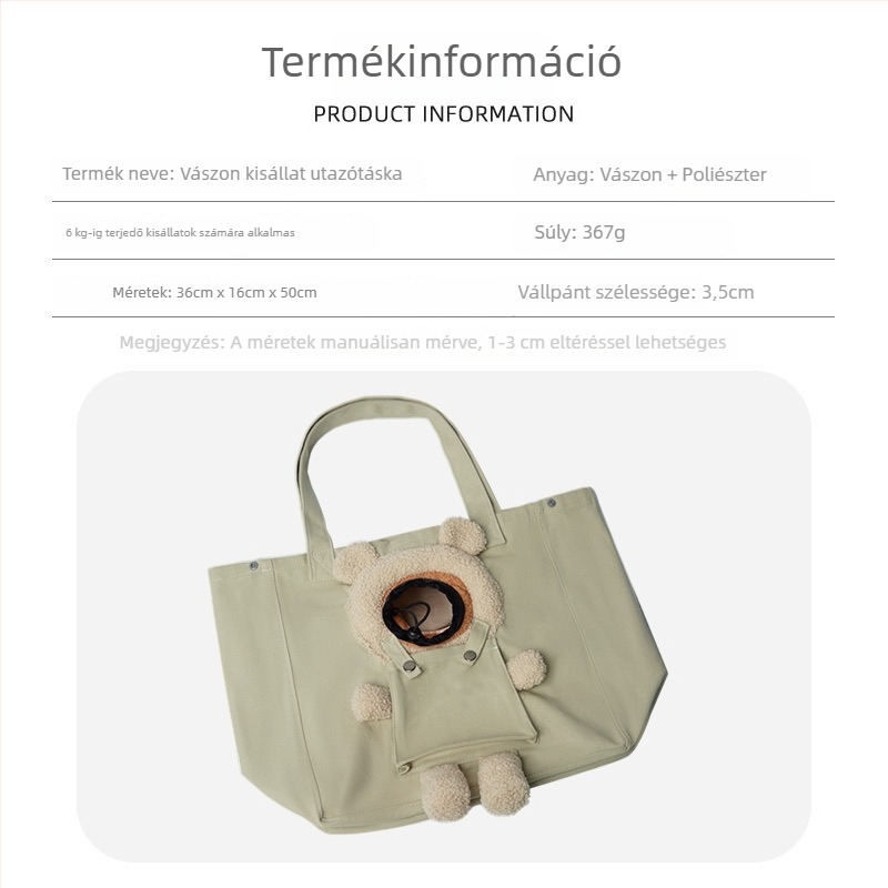 Nyitott tetejű macska szállító válltáska, lélegző vászonból