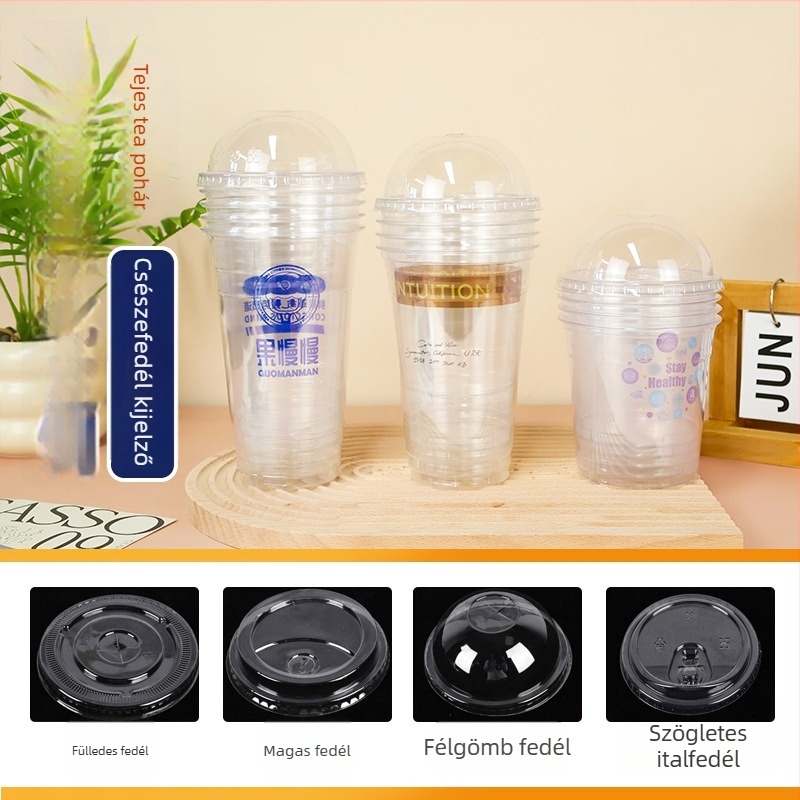 Egyszer használatos PET kávé- és teás pohár, offset nyomtatással, testreszabható, logó nyomtatás elérhető, élelmiszer-csomagoláshoz