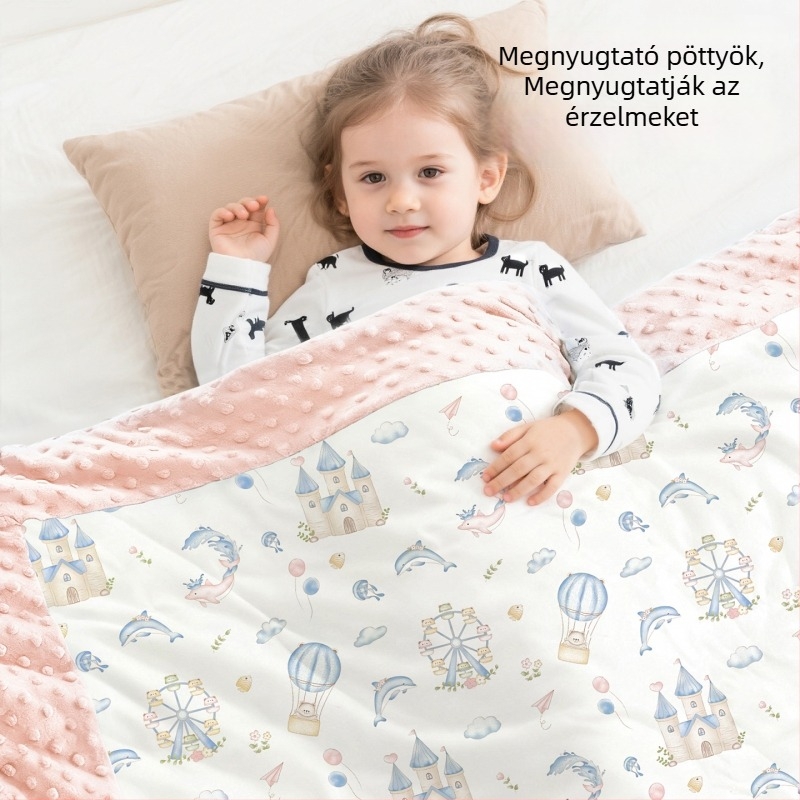 Csecsemő és kisgyermekek számára készült tiszta pamutból, A osztályú takaró, poliészter töltettel, tavasz–ősz