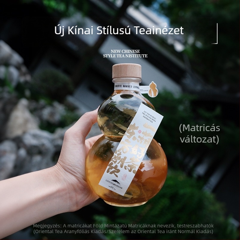 Egyszer használatos, átlátszó műanyag palack hideg teához, kupakkal, 401–500 ml