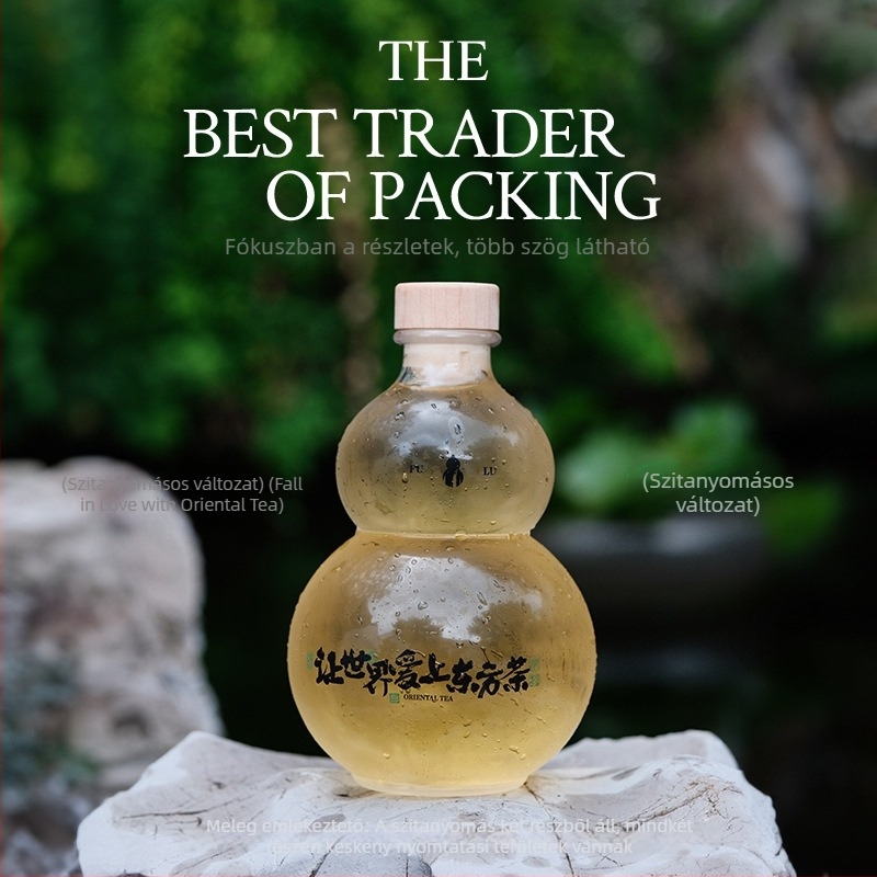 Egyszer használatos, átlátszó műanyag palack hideg teához, kupakkal, 401–500 ml