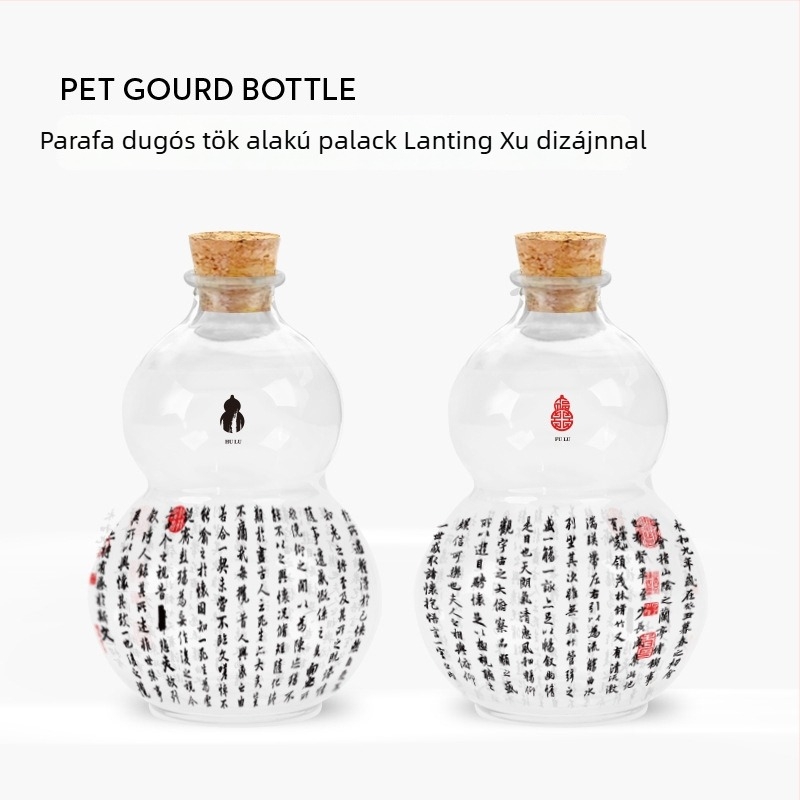 Egyszer használatos, átlátszó műanyag palack hideg teához, kupakkal, 401–500 ml