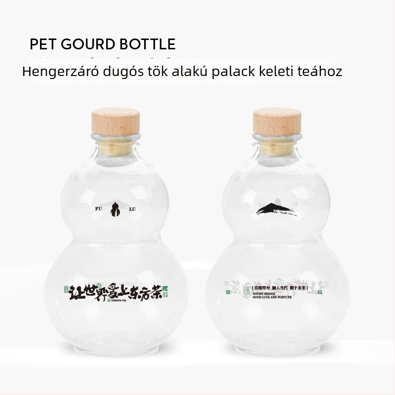 Egyszer használatos, átlátszó műanyag palack hideg teához, kupakkal, 401–500 ml