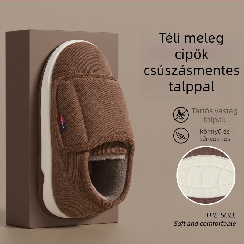 Lidani pamut beltéri papucs téli modell csúszásmentes talppal, zárt sarokkal