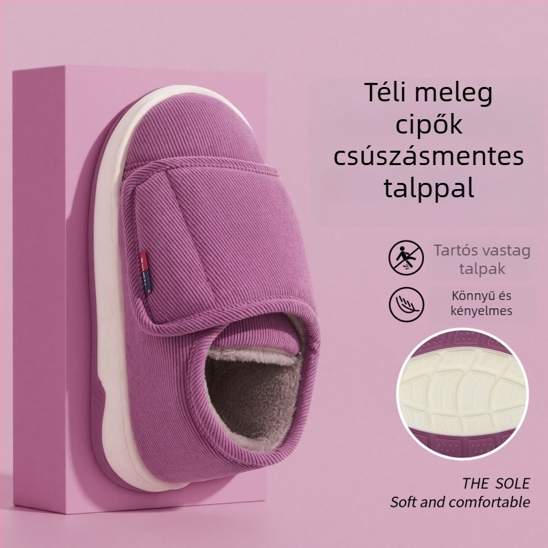 Lidani pamut beltéri papucs téli modell csúszásmentes talppal, zárt sarokkal