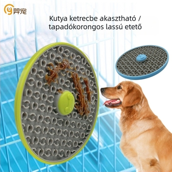 Tapadós etető tál függő kivitelben, nyalogató matraccal és lassú etetéssel macskáknak és kutyáknak