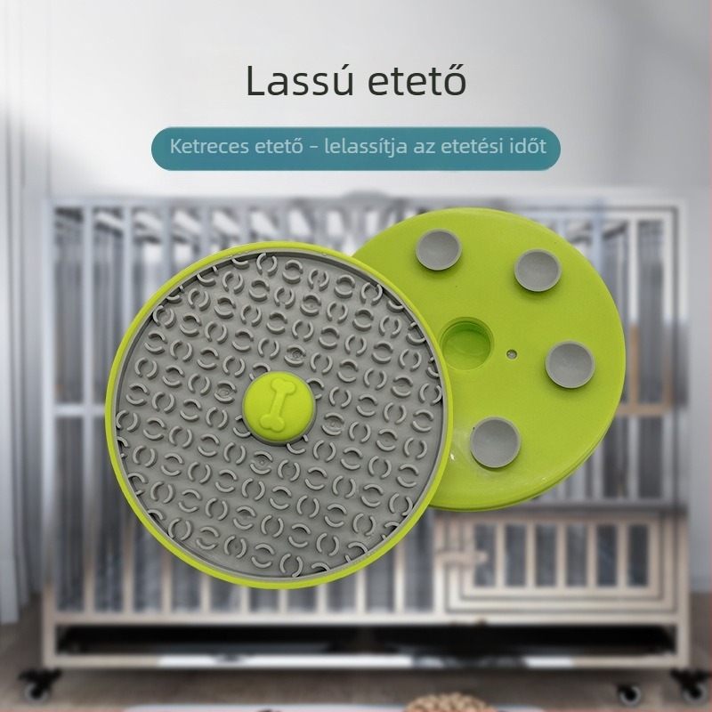 Tapadós etető tál függő kivitelben, nyalogató matraccal és lassú etetéssel macskáknak és kutyáknak