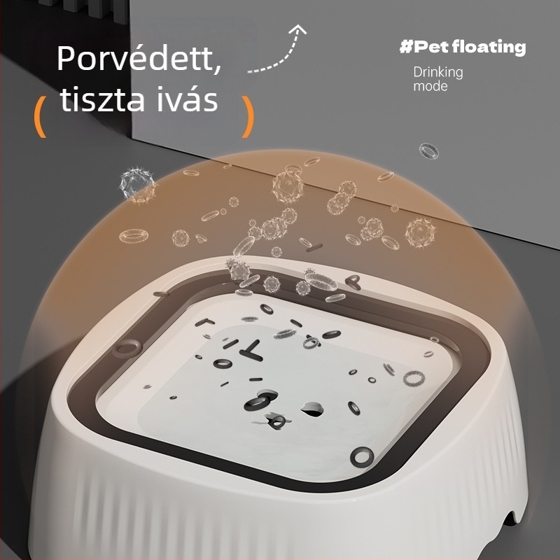 Kutyaitató tál, fröccsenésmentes, lebegő dizájn, függő, megakadályozza a kiborulást, műanyag