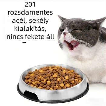 Színes rozsdamentes acélból készült etetőtál és italtál macskáknak és kutyáknak, csúszásmentes, felborulás elleni kialakítással