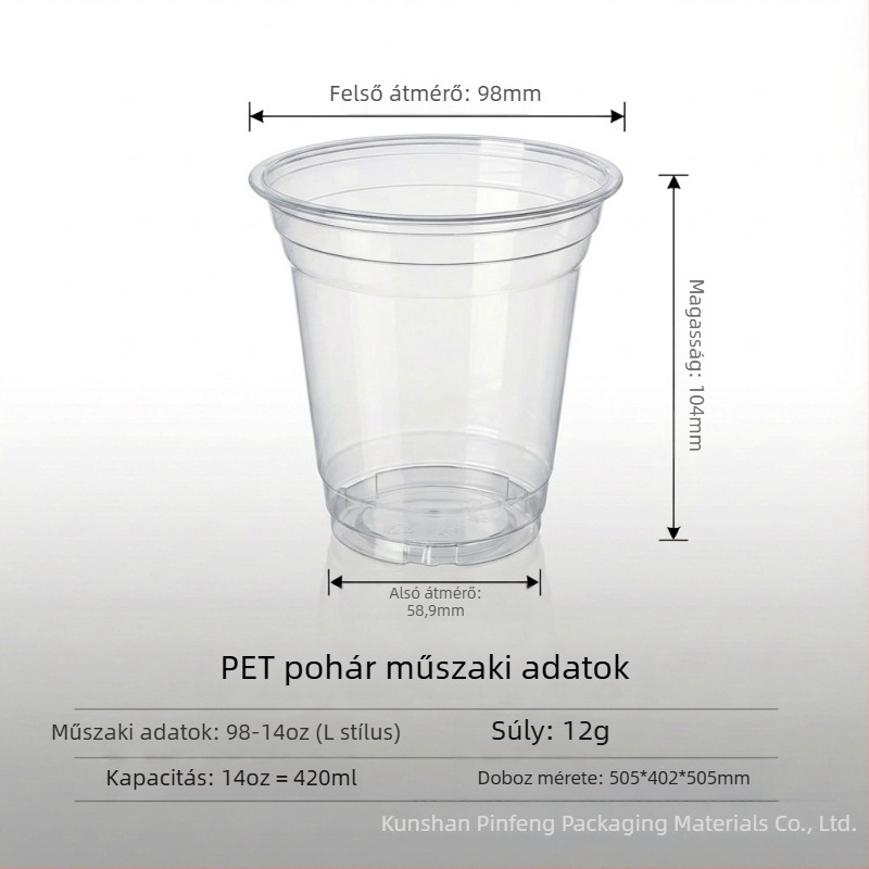 Átlátszó műanyag poharak fedővel, egyszer használatos PET pohárkészlet tejes teához, hideg italokhoz és joghurthoz