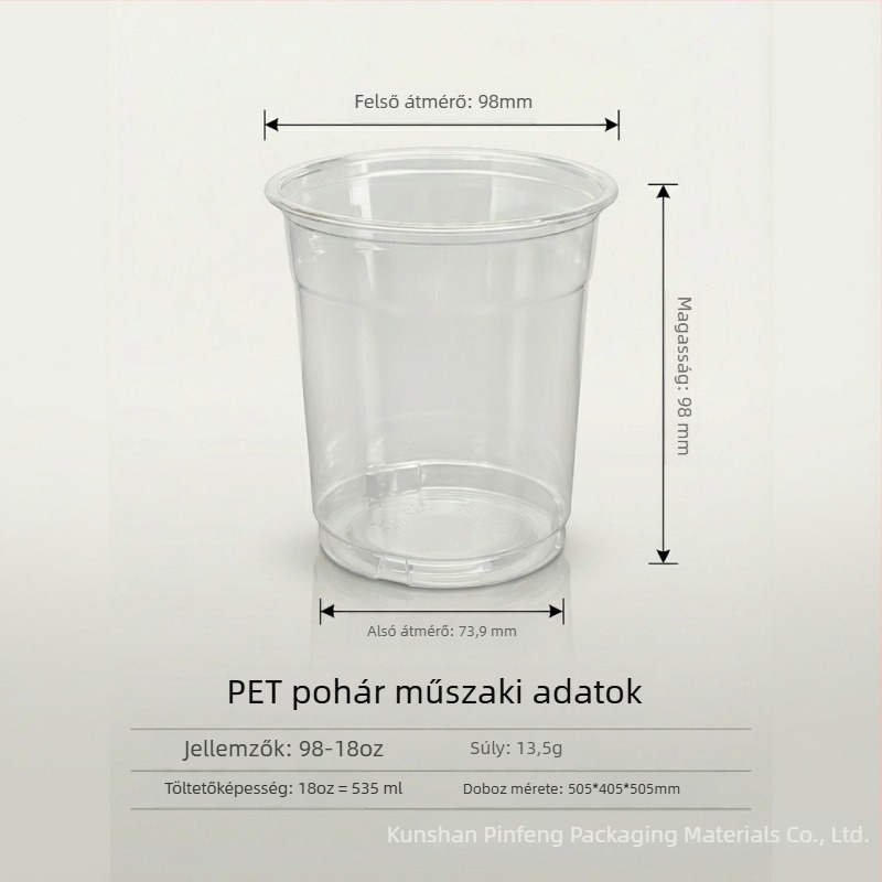 Átlátszó műanyag poharak fedővel, egyszer használatos PET pohárkészlet tejes teához, hideg italokhoz és joghurthoz