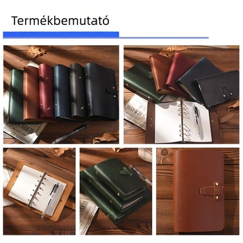 Retro notesz valódi bőrből, csatos zárással, leválasztható lapokkal, belső zseb nélkül, irodalmi napló