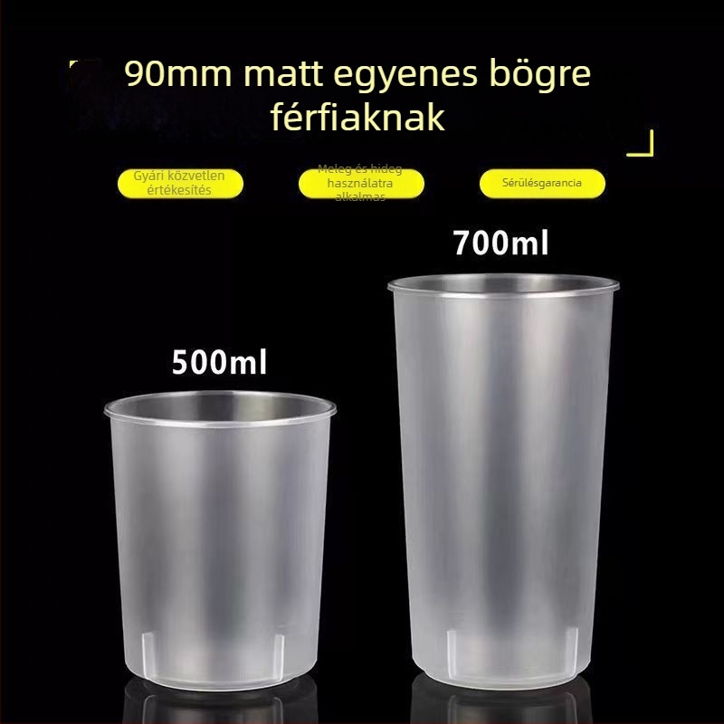Egyszer használatos PP pohár 90 mm átmérőjű, hideg italokhoz – tej-tea és kávéhoz, 501–600 ml, kerek, injektálással formázott pohár
