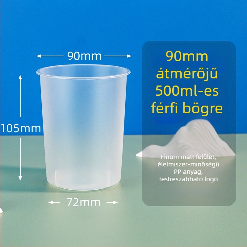 Egyszer használatos PP pohár 90 mm átmérőjű, hideg italokhoz – tej-tea és kávéhoz, 501–600 ml, kerek, injektálással formázott pohár
