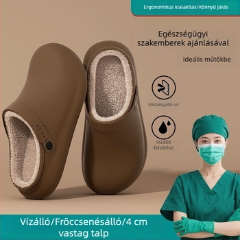 Orvosi minőségű vízálló pamut papucs télre - férfiaknak beltéri és nők számára kültéri viseletre, csúszásmentes, szagmentes, vastag talpú, fleece bevonatú; melegek