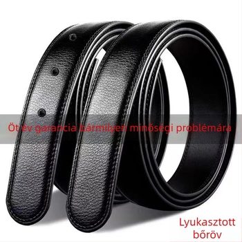 Férfi bőröv tűcsattal, kétoldalas marhahúsbőr, ötvözet csattal, szélesség 2–4 cm, dombornyomott felület