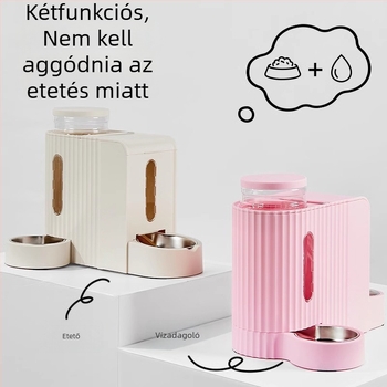 Macska- és kutya automata víz- és etetőadagoló, mindent egy készülékben – etetésre és ivásra, műanyag, mpets, 2 darabos csomag