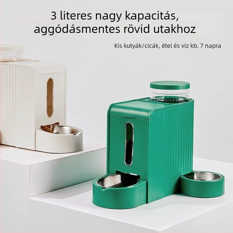 Macska- és kutya automata víz- és etetőadagoló, mindent egy készülékben – etetésre és ivásra, műanyag, mpets, 2 darabos csomag